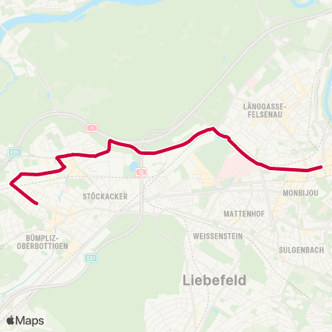 BERNMOBIL Bern, Bahnhof - Bern, Brünnenstrasse map