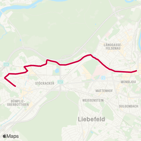 BERNMOBIL Bern, Bahnhof - Bern, Brünnenstrasse map