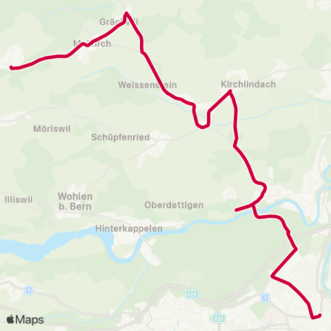 BERNMOBIL Bern, Bahnhof - Wahlendorf, Wendeplatz map