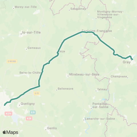 Mobigo 21 - Côte d'Or Dijon - Fontaine Francaise - Gray map