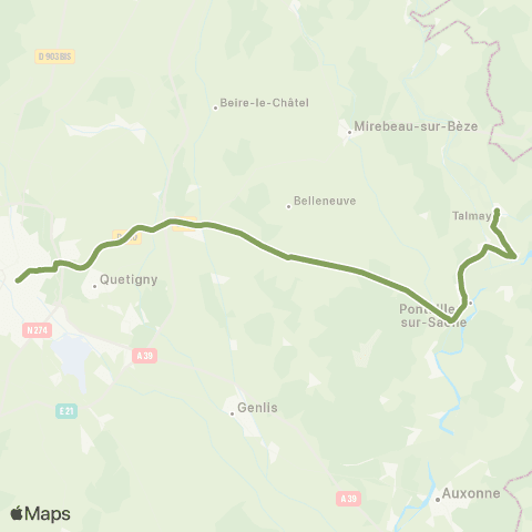 Mobigo 21 - Côte d'Or Dijon - Talmay map