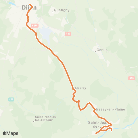 Mobigo 21 - Côte d'Or Dijon - St Jean de Losne - Losne map