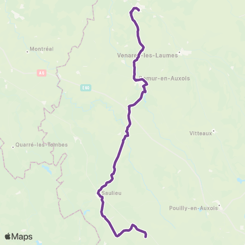 Mobigo 21 - Côte d'Or Montbard - Saulieu - Censerey map