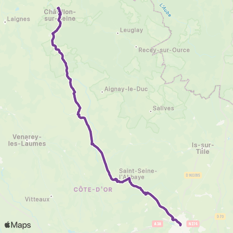 Mobigo 21 - Côte d'Or Dijon - Chatillon sur Seine map