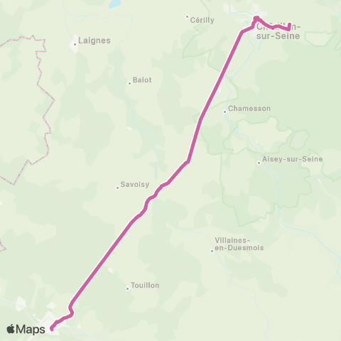 Mobigo 21 - Côte d'Or Chatillon sur Seine - Montbard map