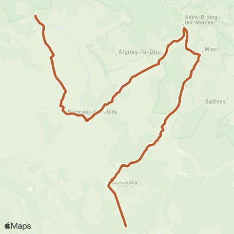 Mobigo 21 - Côte d'Or TAD St Broing les Moines - Baigneux map