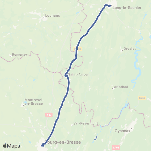Mobigo 39 - Jura Bourg-en-Bresse - Lons-le-Saunier map