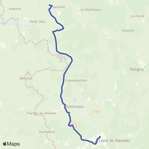 Mobigo 39 - Jura Chaussin - Lons le Saunier map