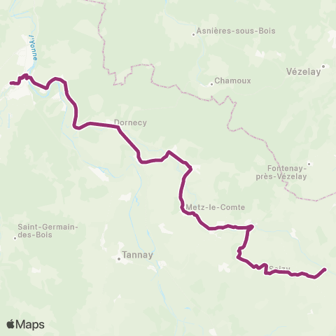 Mobigo 58 - Nièvre Metz le Comté - Clamecy map