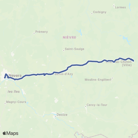 Mobigo 58 - Nièvre Château Chinon - Nevers map