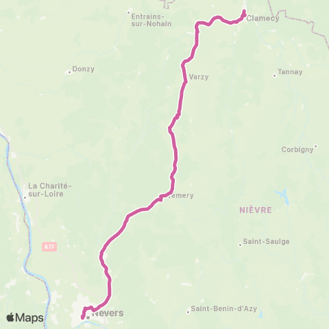 Mobigo 58 - Nièvre Clamecy - Nevers map