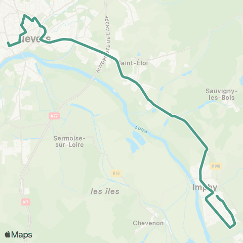 Mobigo 58 - Nièvre Imphy - Nevers map