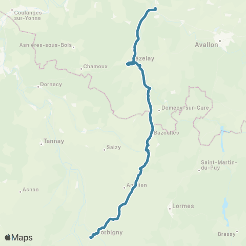 Mobigo 58 - Nièvre Corbigny - Sermizelles map