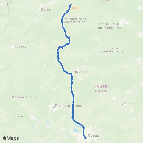 Mobigo 70 - Haute-Saône Vauvillers - Vesoul map