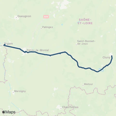 Mobigo 71 - Saône et Loire Digoin - Cluny map