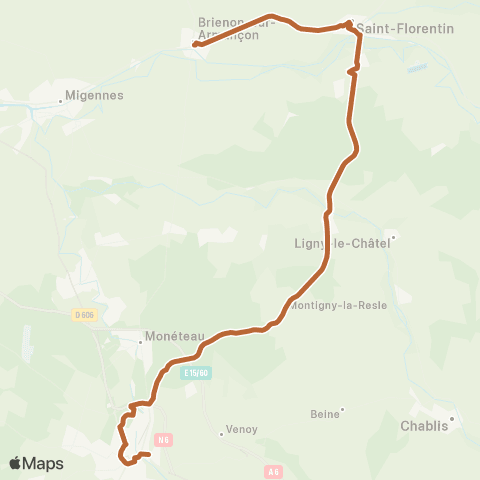 Mobigo 89 - Yonne Saint Florentin - Auxerre map