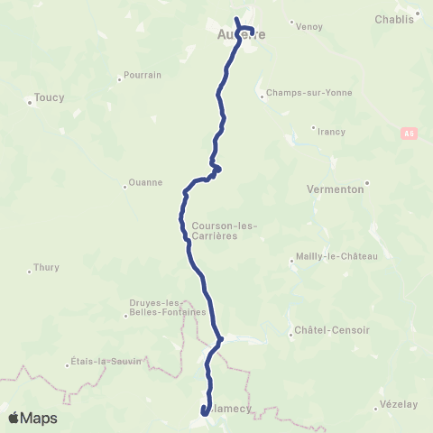 Mobigo 89 - Yonne Clamecy - Auxerre map