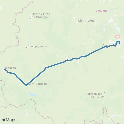 Mobigo 89 - Yonne Bleneau - Auxerre map