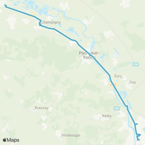 Mobigo 89 - Yonne Villeneuve la Guyard - Sens map