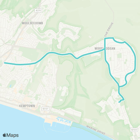 Brighton & Hove Bus and Coach Company Bottom of Elm Grove - Longhill Sch Grounds map