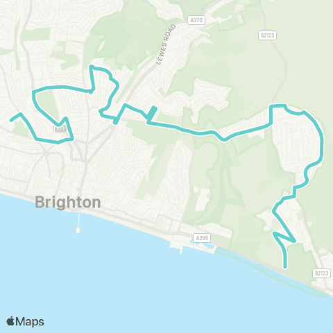 Brighton & Hove Bus and Coach Company The Cliffs - Cardinal Newman School map