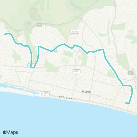 Brighton & Hove Bus and Coach Company Portslade Aldridge Academy - Churchill Square map