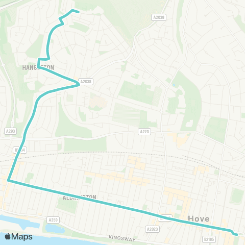 Brighton & Hove Bus and Coach Company Palmeira Square - Hardwick Way map