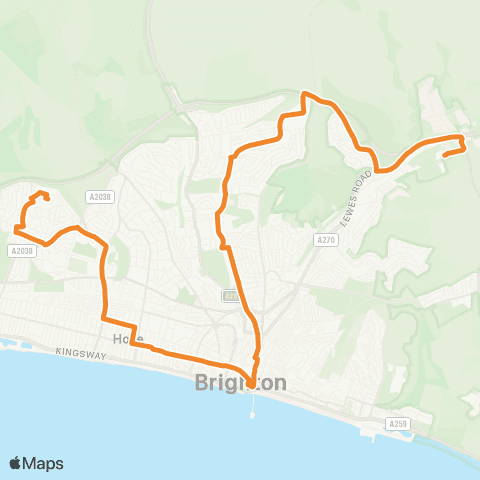 Brighton & Hove Bus and Coach Company Hardwick Road - Craignair Avenue map