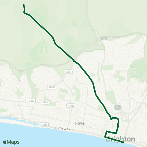 Brighton & Hove Bus and Coach Company Palace Pier - Devils Dyke map