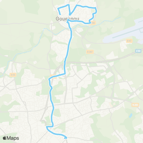 Bibus Gouesnou Lantel - Brest Strasbourg map