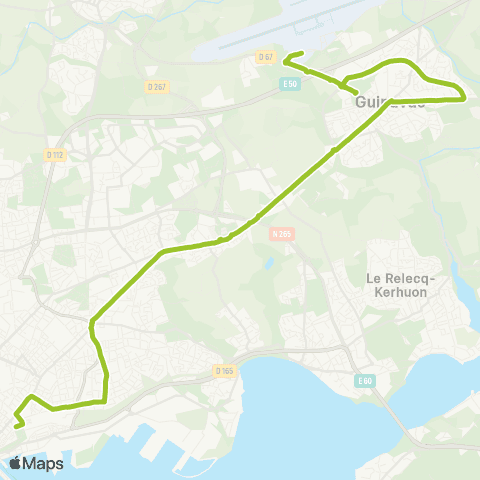 Bibus Guipavas Aéroport - Brest Gare Routière map