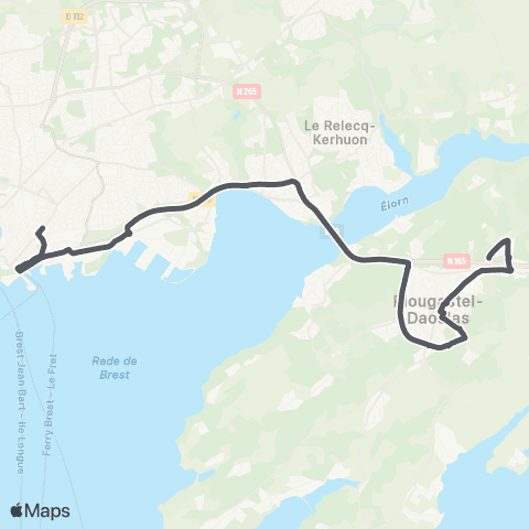 Bibus Plougastel Ty Ar Menez - Brest Liberté map