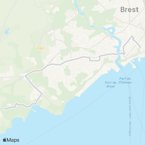 Bibus Brest Kennedy Gares - Cin - Plouzane Technopôle map