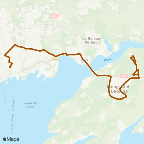 Bibus Plougastel Ty Ar Menez - Brest Liberté map