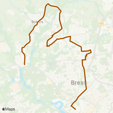 Bibus Scolaires Bohars Lannoc - Brest Harteloire map
