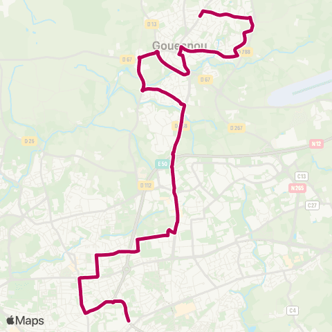 Bibus Scolaires Gouesnou Peupliers - Brest Kerichen Lesven map