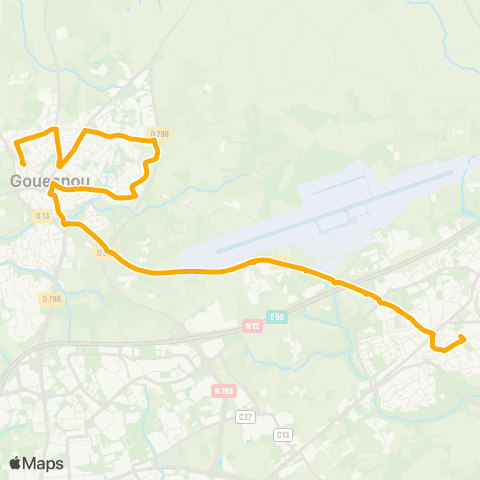 Bibus Scolaires Guipavas St Charles - Gouesnou Lantel map