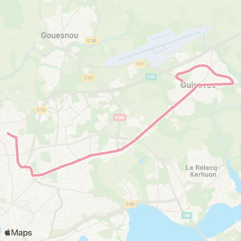 Bibus Scolaires Guipavas Anne de Bretagne - Brest Croix Rouge Chalotais / Lanroze map