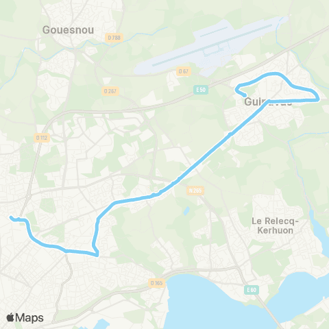 Bibus Scolaires Guipavas Anne de Bretagne - Brest Croix Rouge Chatolais map