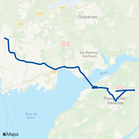 Bibus Scolaires Plougastel Père Gwenaël - Brest Strasbourg / Lanroze map