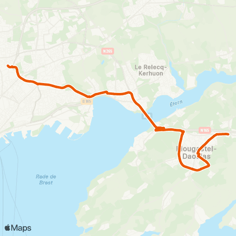 Bibus Scolaires Plougastel Kervenal - Brest Croix Rouge Chalotais map