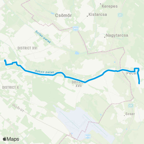 BKK Örs Vezér Tere M+H / Pécel, Kun József Utca map