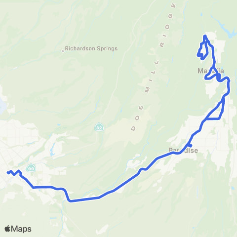 Butte Regional Transit Magalia - Chico map