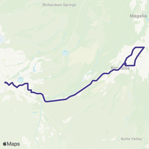Butte Regional Transit Paradise - Chico map