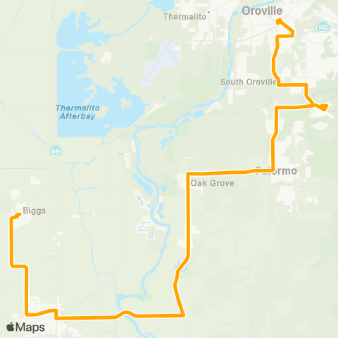 Butte Regional Transit Oroville - Biggs map