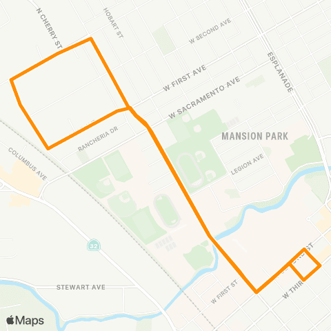 Butte Regional Transit Student Shuttle - Warner / Oak map