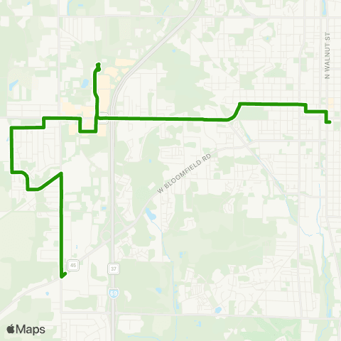Bloomington Transit 3 East College Mall / IU Health Hospital map