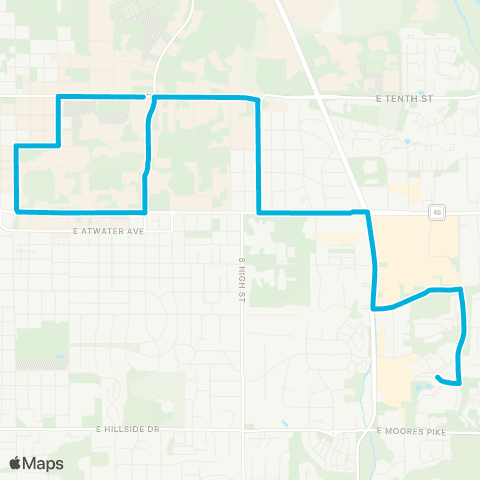 Bloomington Transit IU Campus / Coll Mall / Covenanter & Clarizz map