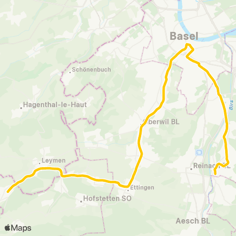 BLT - Baselland Transport Dornach, Bahnhof - Basel, MParc map