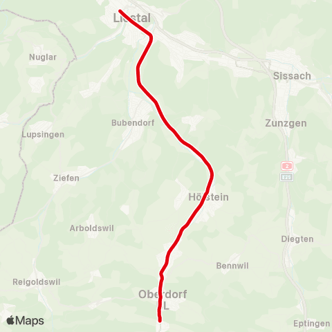 BLT - Baselland Transport Liestal, Bahnhof - Waldenburg, Station map